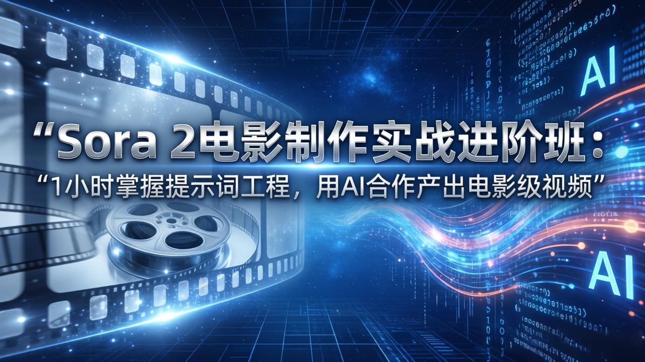 Sora 2电影制作实战进阶班：1小时掌握提示词工程，用AI合作产出电影级视频-网创资源站