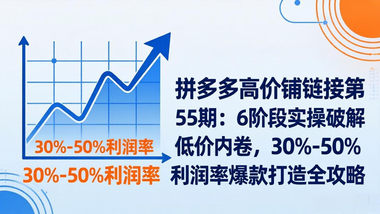拼多多高价铺链接第55期：6阶段实操破解低价内卷，30%-50%利润率爆款打造全攻略-网创资源站