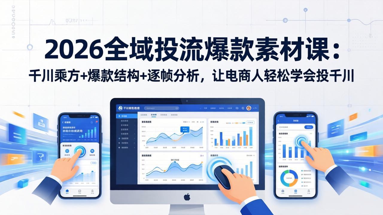 2026全域投流爆款素材课：千川乘方+爆款结构+逐帧分析，让电商人轻松学会投千川-网创资源站
