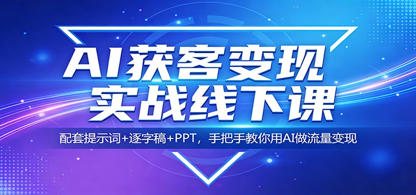 AI获客变现实战线下课：配套提示词+逐字稿+PPT，手把手教你用AI做流量变现-网创资源站