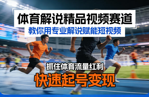 体育解说精品视频赛道，教你用专业解说赋能短视频，抓住体育流量红利，快速起号变现-网创资源站
