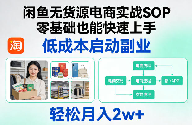 闲鱼无货源电商实战SOP，零基础也能快速上手，低成本启动副业，轻松月入2w+-网创资源站