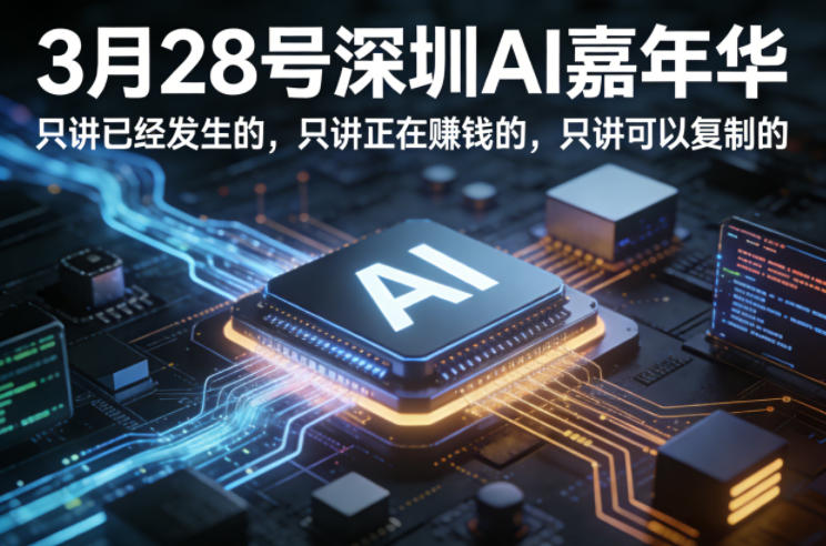 3月28号深圳AI嘉年华，只讲已经发生的，只讲正在賺钱的，只讲可以复制的-网创资源站