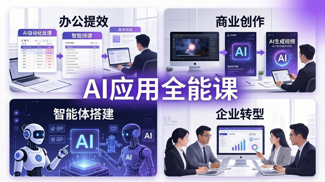 AIGC 应用全能课：办公提效、商业创作、智能体搭建、企业转型，一站式学会AI应用-网创资源站