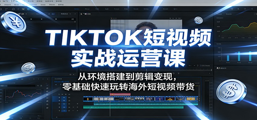 TIKTOK短视频实战运营课：从环境搭建到剪辑变现，零基础快速玩转海外短视频带货-网创资源站