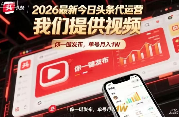 今日头条躺賺模式，你9我1，操作简单，一键发布，单机日入数百，长期合作【揭秘】-网创资源站