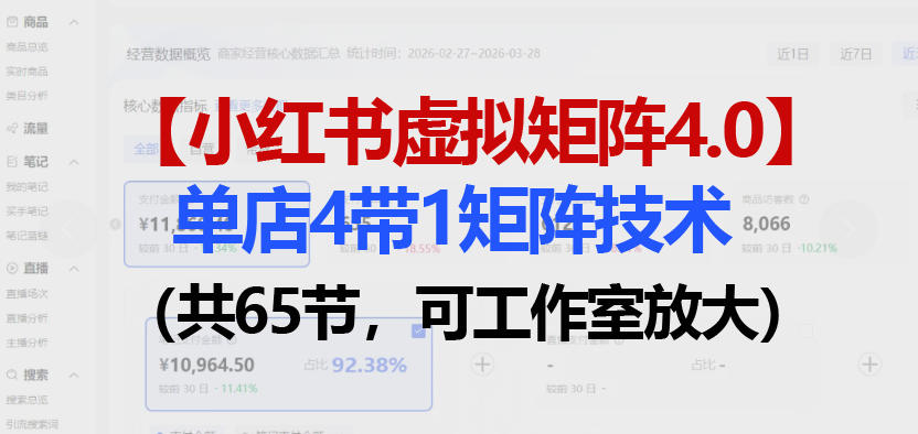 小红书虚拟矩阵4.0技术：单店4带1矩阵(共65节，可工作室放大)-网创资源站