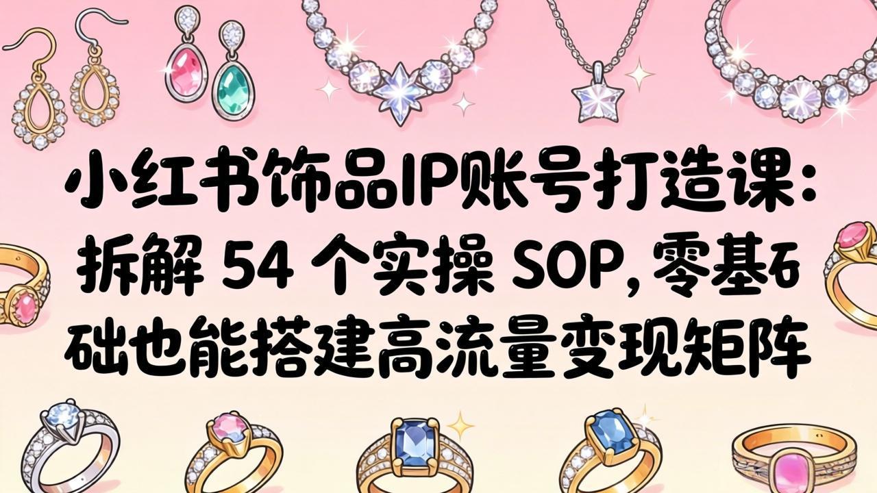 小红书饰品IP账号打造课：拆解 54 个实操 SOP，零基础也能搭建高流量变现矩阵-网创资源站