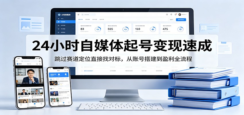 24小时自媒体起号变现速成，跳过赛道定位直接找对标，从账号搭建到盈利全流程-网创资源站