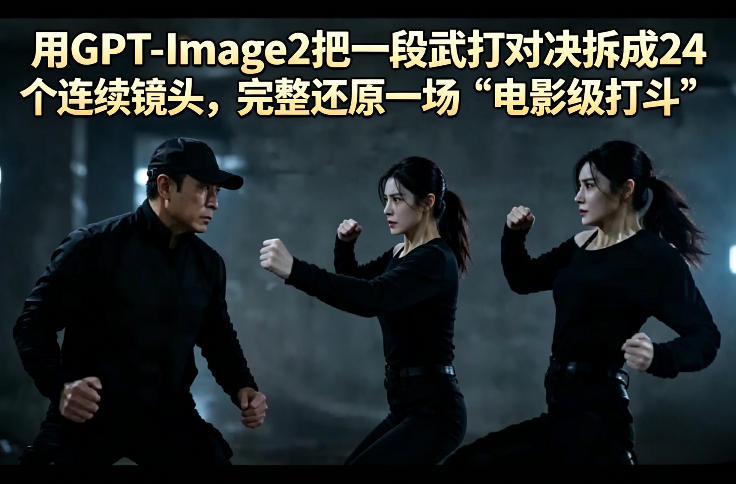 用GPT-Image2把一段武打对决拆成24个连续镜头，完整还原一场“电影级打斗”-网创资源站