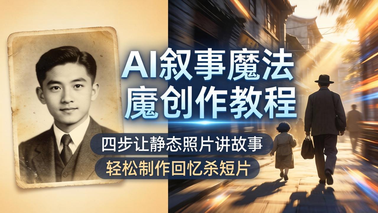 AI叙事魔法创作教程，四步让静态照片讲故事，老照片修复加动态特效，轻松制作回忆杀短片-网创资源站