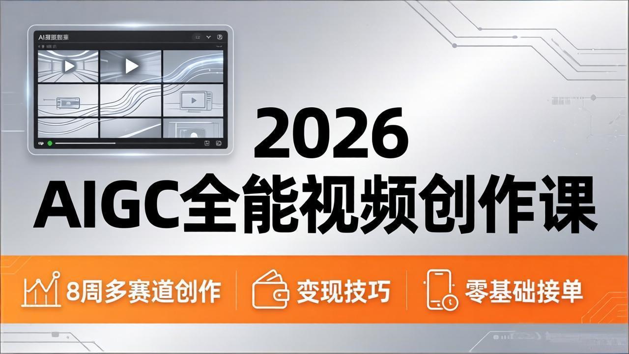 2026AIGC全能视频创作课，8周吃透多赛道创作+变现，零基础也能高效出片接单-网创资源站