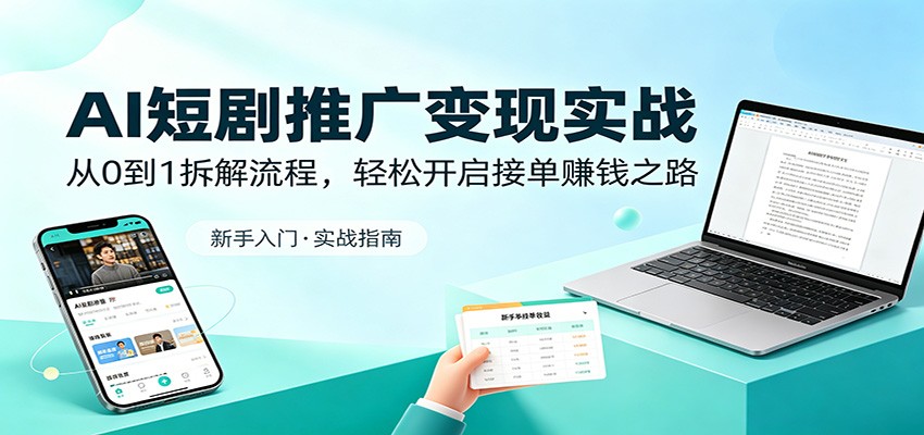AI短剧推广变现实战：从0到1拆解流程，轻松开启接单赚钱之路-网创资源站