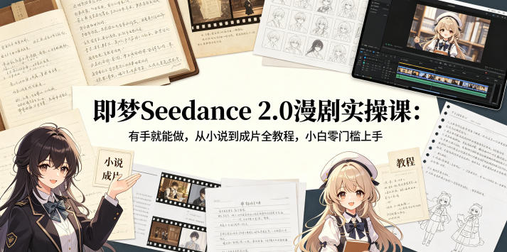 即梦Seedance 2.0漫剧实操课：有手就能做，从小说到成片全教程，小白零门槛上手-网创资源站