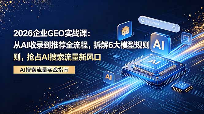 2026 企业GEO实战课：从AI收录到推荐全流程，拆解6大模型规则，抢占 AI 搜索流量新风口-网创资源站