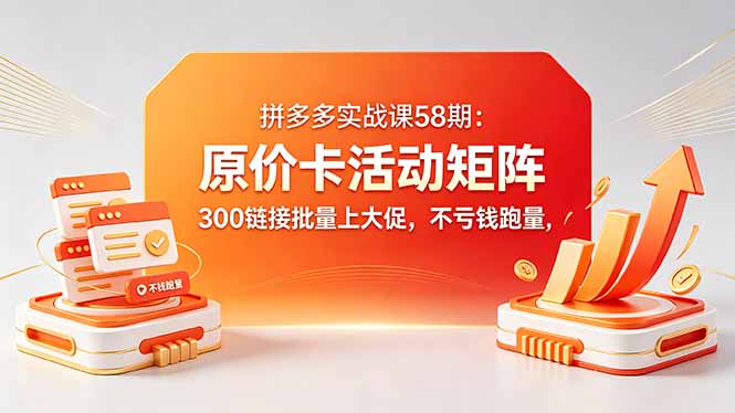 拼多多实战课58期：原价卡活动矩阵，300链接批量上大促，不亏钱跑量-网创资源站