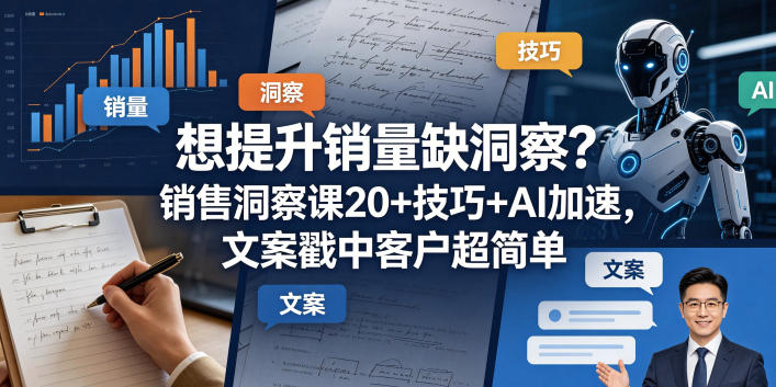 想提升销量缺洞察？销售洞察课20+技巧+AI加速，文案戳中客户超简单【原创双语字幕】-网创资源站
