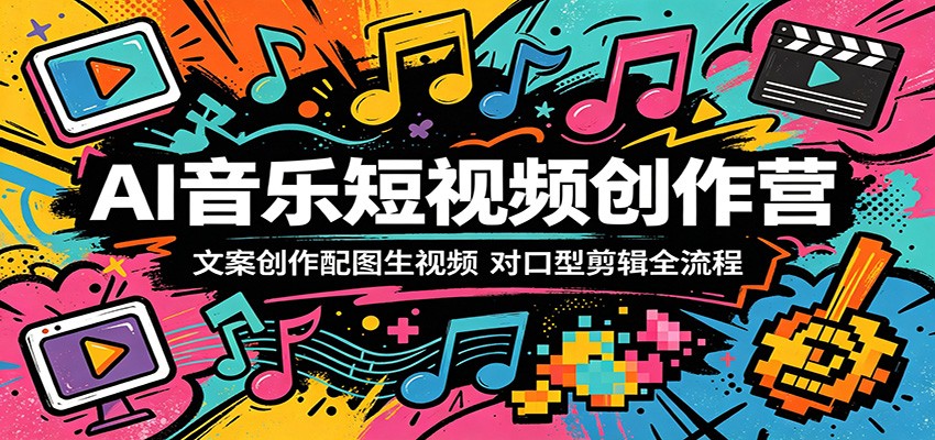 AI音乐短视频创作营：文案创作配图生视频，对口型剪辑全流程-网创资源站
