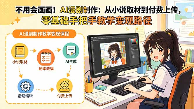 不用会画画！AI漫剧制作：从小说取材到付费上传，零基础手把手教学变现路径-网创资源站