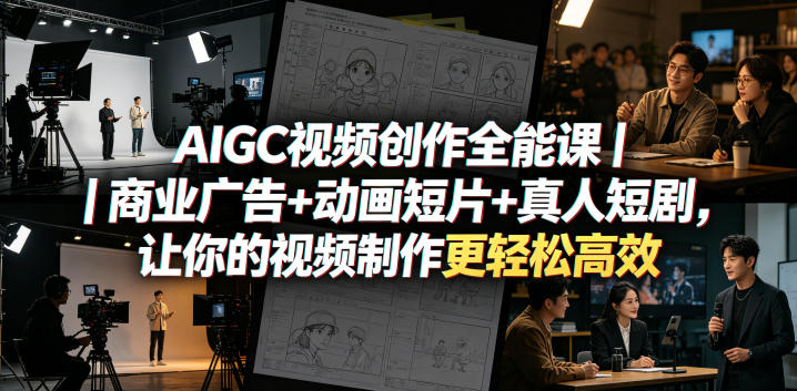 AIGC视频创作全能课｜商业广告+动画短片+真人短剧，让你的视频制作更轻松高效-网创资源站