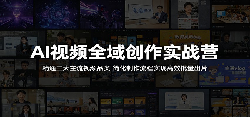 AI视频全域创作实战营：精通三大主流视频品类，简化制作流程实现高效批量出片-网创资源站