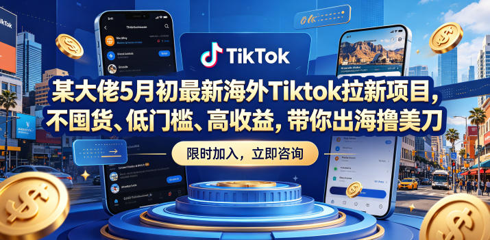 某大佬5月初最新海外Tiktok拉新项目，不囤货、低门槛、高收益，带你出海撸美刀-网创资源站