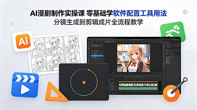 AI漫剧制作实操课 零基础学软件配置工具用法 分镜生成到剪辑成片全流程教学-网创资源站