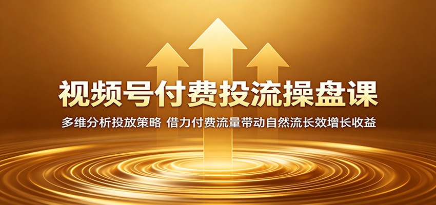 视频号付费投流操盘课：多维分析投放策略，借力付费流量带动自然流长效增长收益-网创资源站