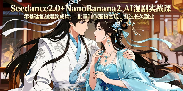 Seedance2.0+NanoBanana2 AI漫剧实战课，零基础复刻爆款成片涨粉变现，打造长久副业收益-网创资源站