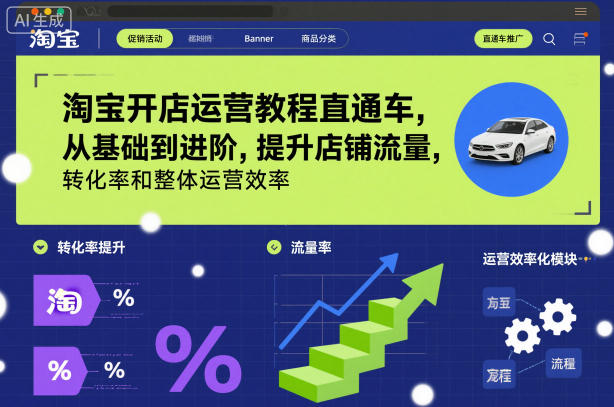 淘宝开店运营教程直通车，从基础到进阶，提升店铺流量，转化率和整体运营效率(更新26年05月27日)-网创资源站