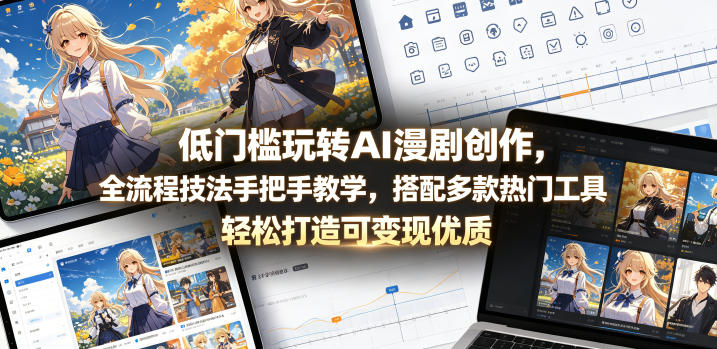 低门槛玩转AI漫剧创作，全流程技法手把手教学，搭配多款热门工具，轻松打造可变现优质作品-网创资源站