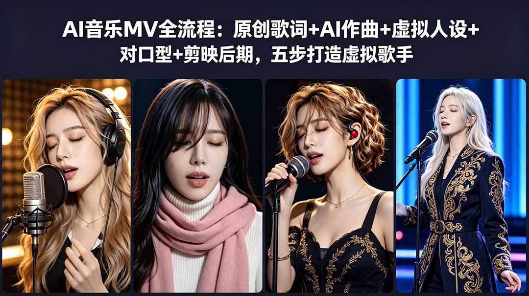 AI音乐MV全流程：原创歌词+AI作曲+虚拟人设+对口型+剪映后期，五步打造虚拟歌手-网创资源站