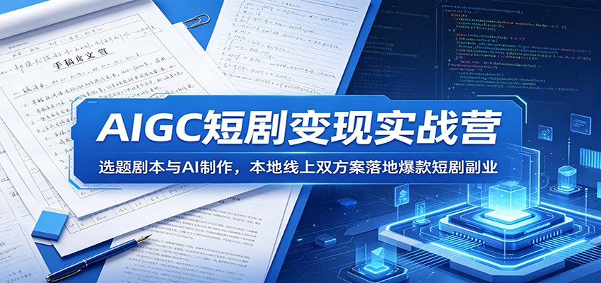 AIGC短剧变现实战营：选题剧本与AI制作，本地线上双方案落地爆款短剧副业-网创资源站