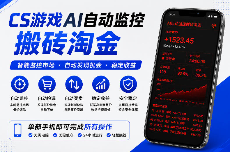 CS游戏AI自动监控搬砖淘金，稳定运行多年，支持任何形式验证，日入300+【揭秘】-网创资源站