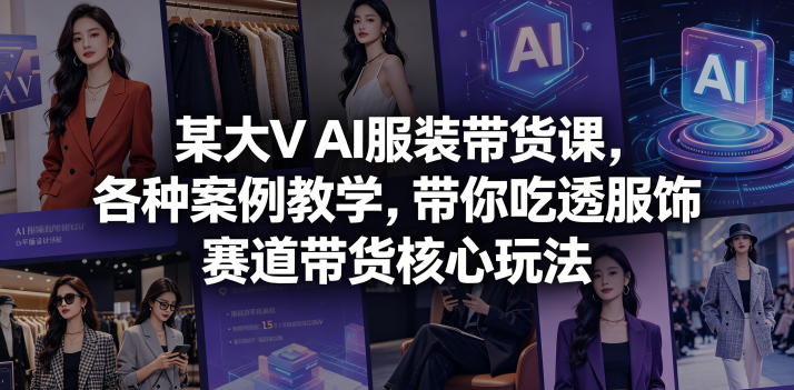 某大V AI服装带货课，各种案例教学，带你吃透服饰赛道带货核心玩法-网创资源站