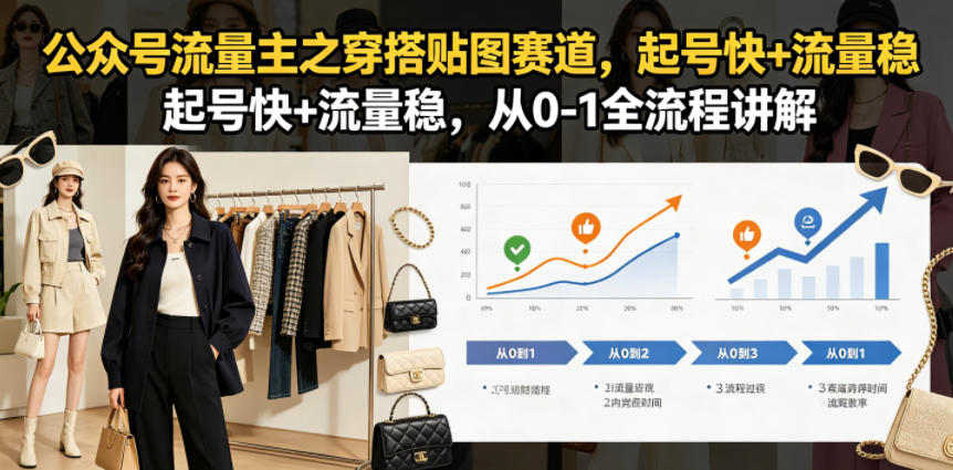 公众号流量主之穿搭贴图赛道，起号快+流量稳，从0-1全流程讲解-网创资源站