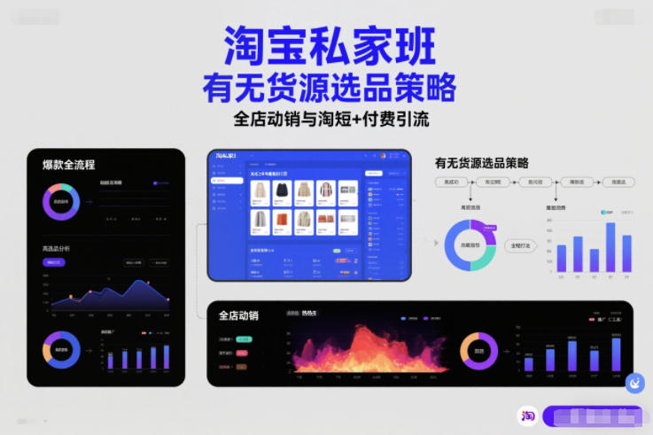 淘宝私家班，有无货源选品策略，高成功率爆款全流程打法，全店动销与淘短+付费引流(更新2026年6月1日)-网创资源站