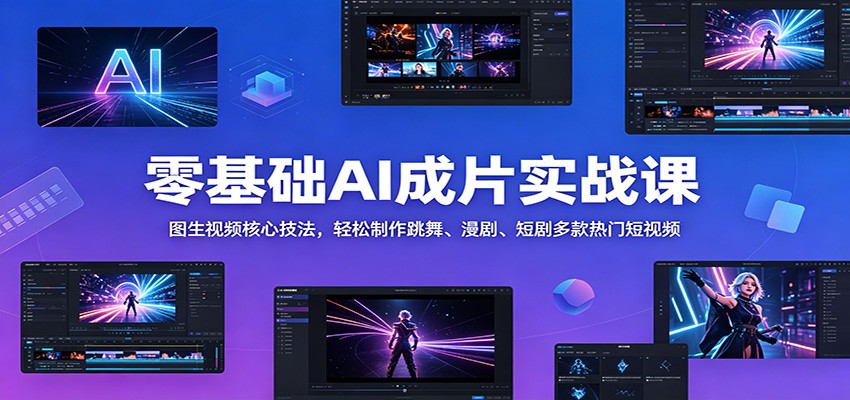 零基础AI成片实战课：图生视频核心技法，轻松制作跳舞、漫剧、短剧多款热门短视频-网创资源站