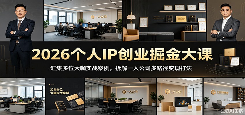 2026个人IP创业掘金大课：汇集多位大咖实战案例，拆解一人公司多路径变现打法-网创资源站