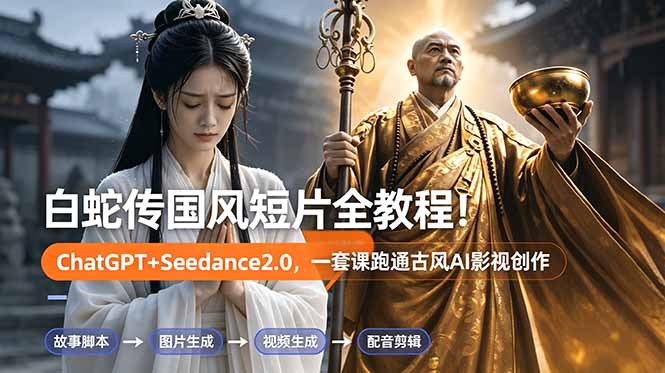 白蛇传-国风短片全教程！ChatGPT+Seedance2.0，一套课跑通古风AI影视创作-网创资源站