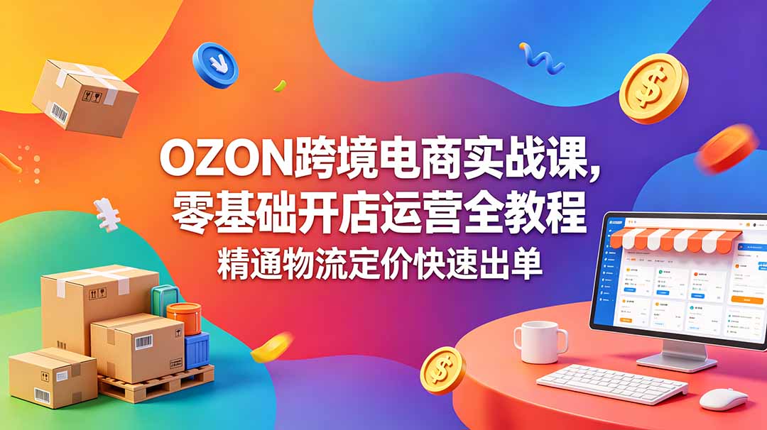 OZON 跨境电商实战课，零基础开店运营全教程，精通物流定价快速出单-网创资源站
