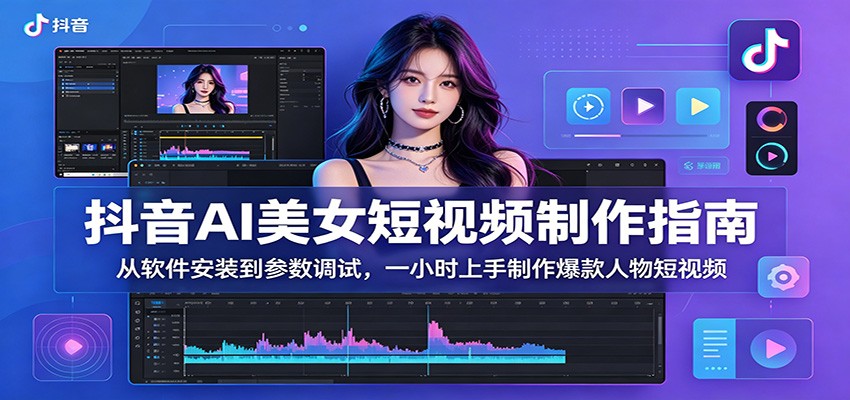 抖音AI美女短视频制作指南：从软件安装到参数调试，一小时上手制作爆款人物短视频-网创资源站