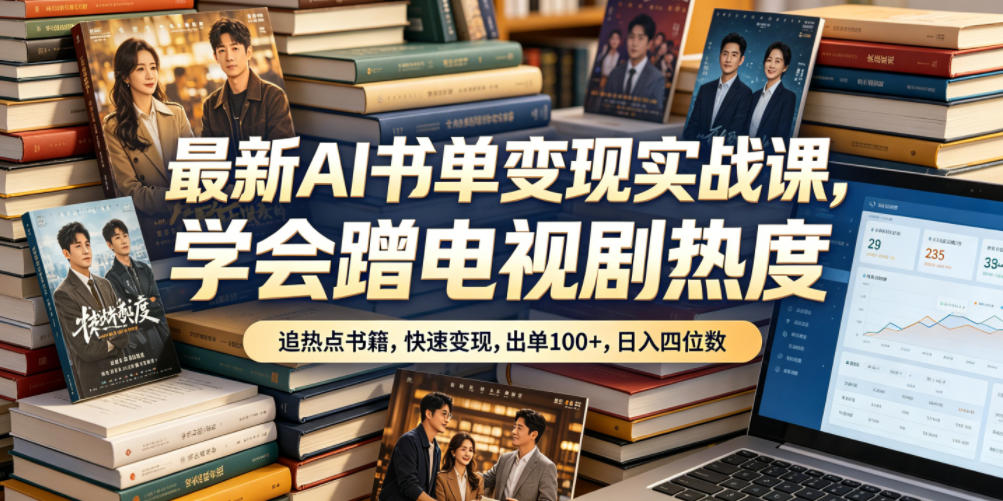 最新AI书单变现实战课，学会蹭电视剧热度，追热点书籍，快速变现，出单100+，日入四位数-网创资源站