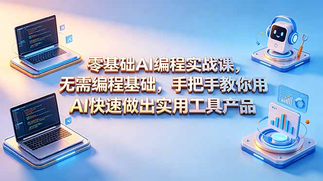 零基础AI编程实战课-更新，无需编程基础，手把手教你用AI快速做出实用工具产品-网创资源站