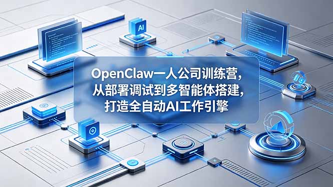 OpenClaw 一人公司训练营，从部署调试到多智能体搭建，打造全自动 AI 工作引擎-网创资源站