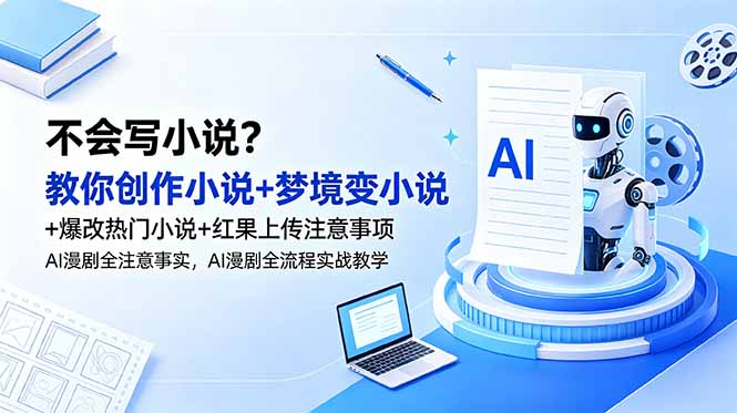 不会写小说？教你创作小说+梦境变小说+爆改热门小说+红果上传注意事项，AI漫剧全流程实战教学-网创资源站