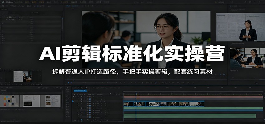 AI剪辑标准化实操营：拆解普通人IP打造路径，手把手实操剪辑，配套练习素材-网创资源站