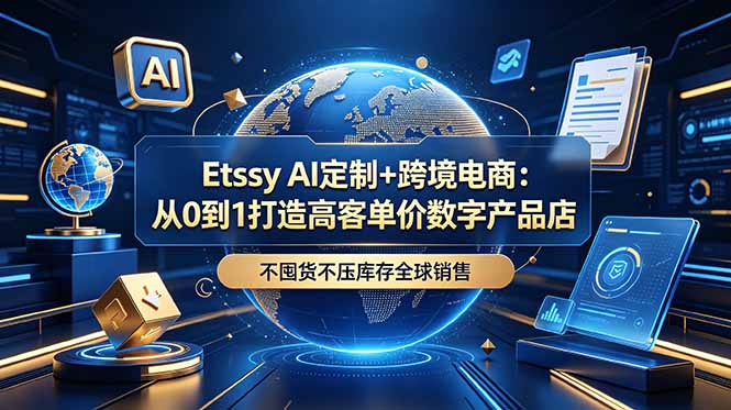 Etsy AI定制+跨境电商：从0到1打造高客单价数字产品店，不囤货不压库存全球销售-网创资源站