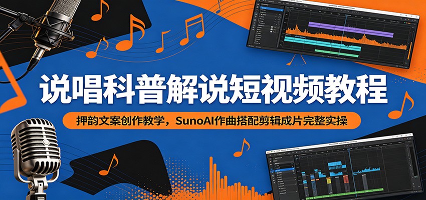 说唱科普解说短视频教程：押韵文案创作教学，SunoAI作曲搭配剪辑成片完整实操-网创资源站