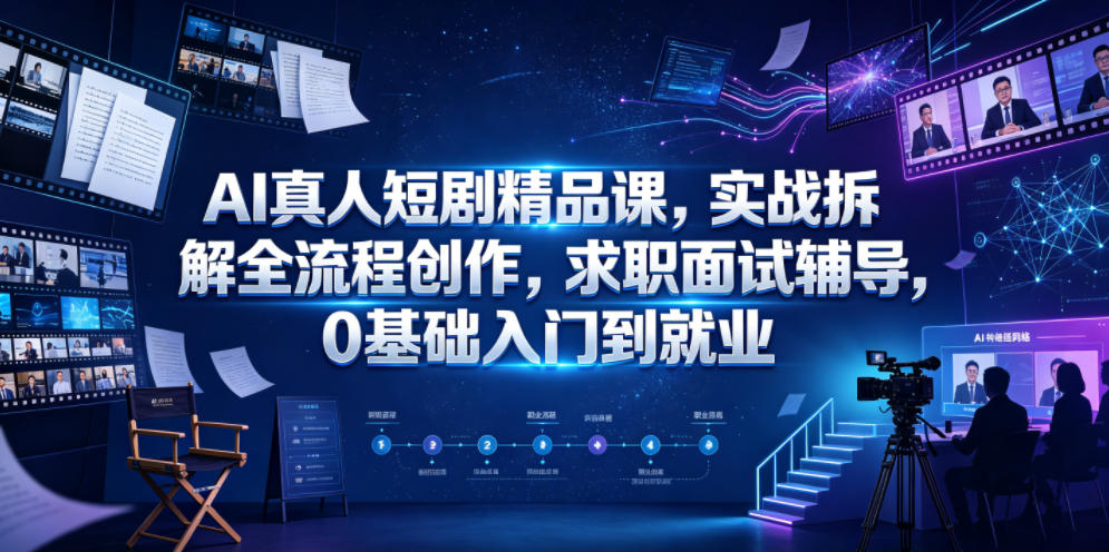 AI真人短剧精品课，实战拆解全流程创作，求职面试辅导，0基础入门到就业-网创资源站